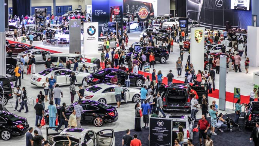 Luxury cars displayed at Miami International Auto Show in Miami Beach
