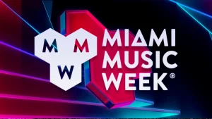 Crowd enjoying electronic music during Miami Music Week at Miami Beach